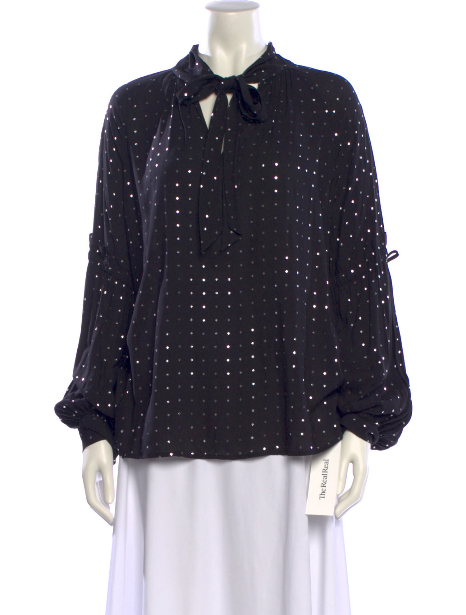 Munthe Polka Dot Print Tie Neck Blouse