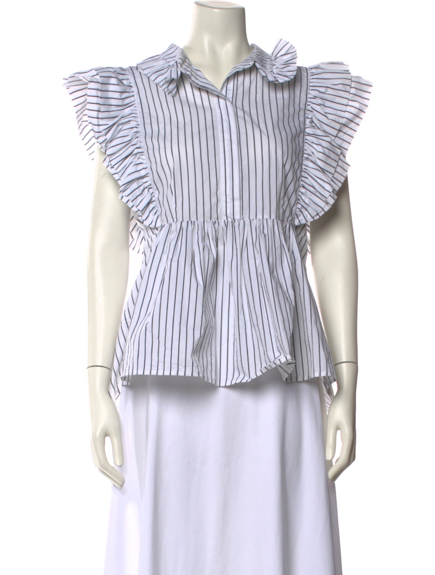 Munthe Striped Short Sleeve Button-Up Top