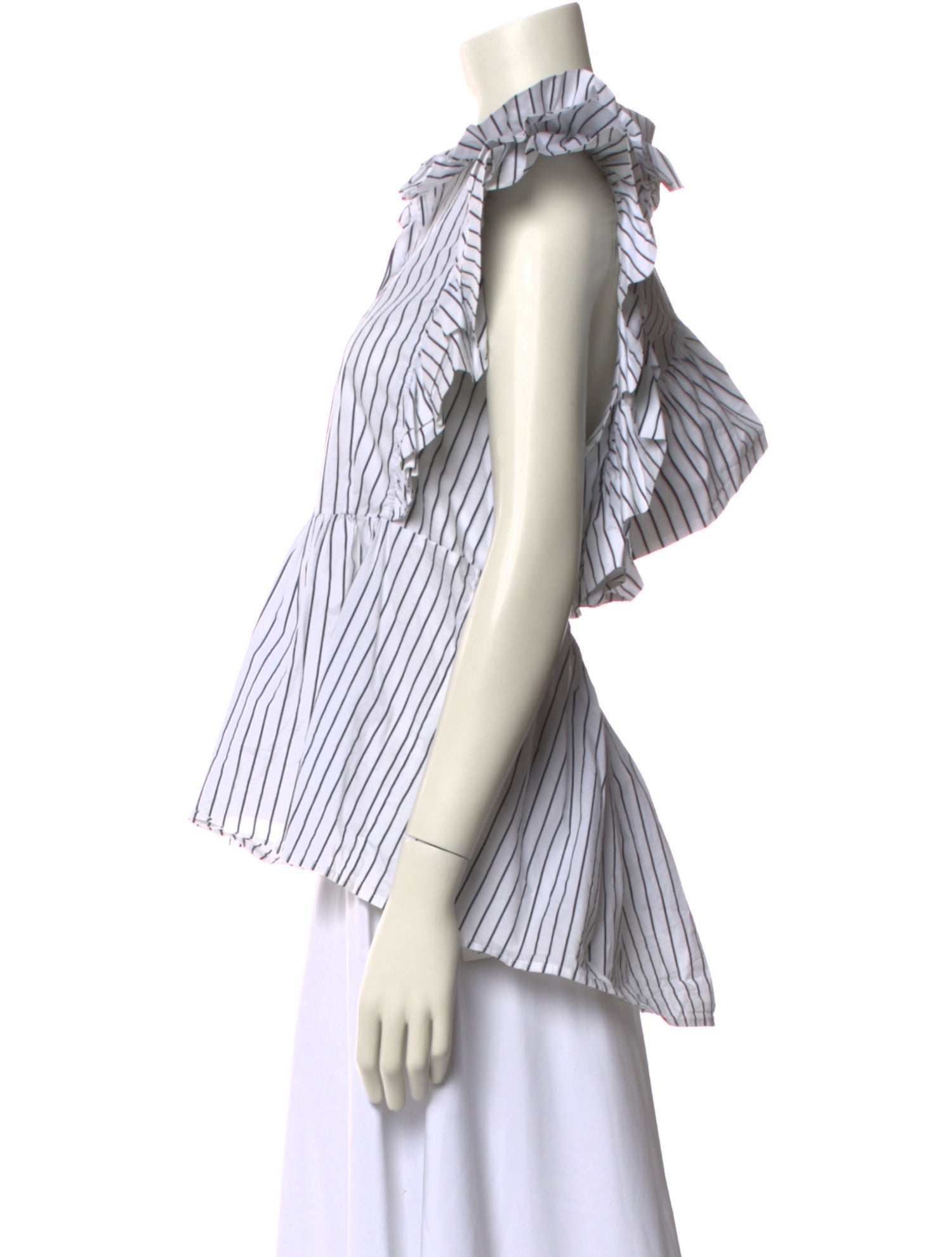 Munthe Striped Short Sleeve Button-Up Top