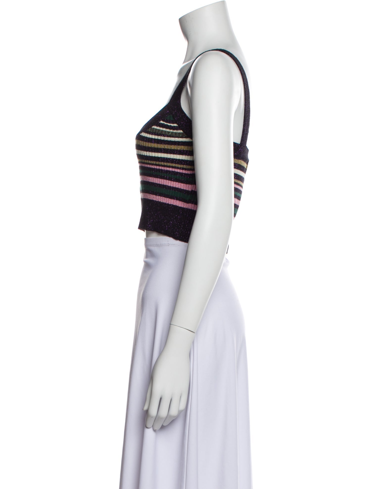 Munthe Striped Scoop Neck Crop Top