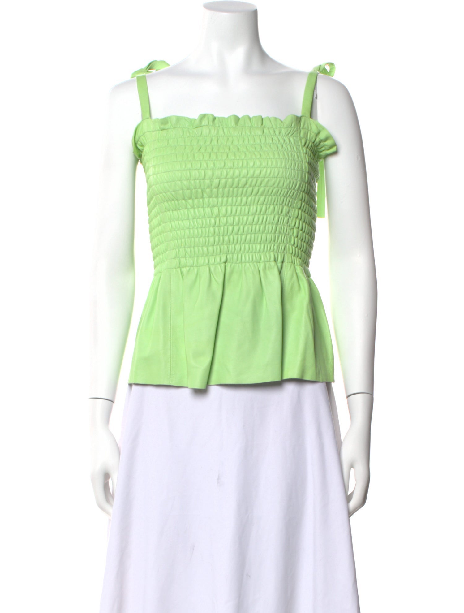 Munthe Lamb Leather Square Neckline Top