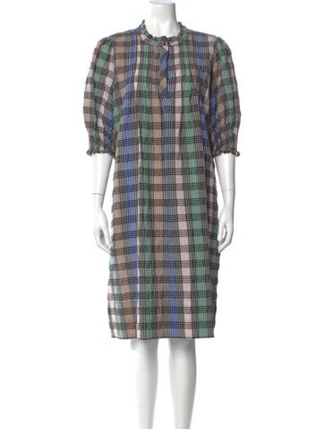 Pre-owned Munthe Plaid Print Midi Length Dress In Multi