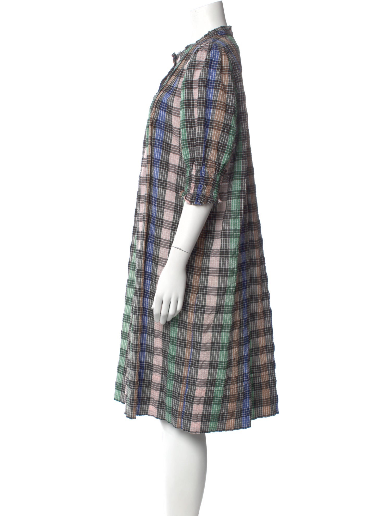 Munthe Plaid Print Midi Length Dress
