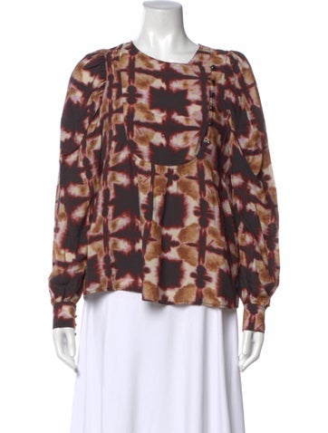 Pre-owned Munthe Tie-dye Print Crew Neck Blouse In Multi