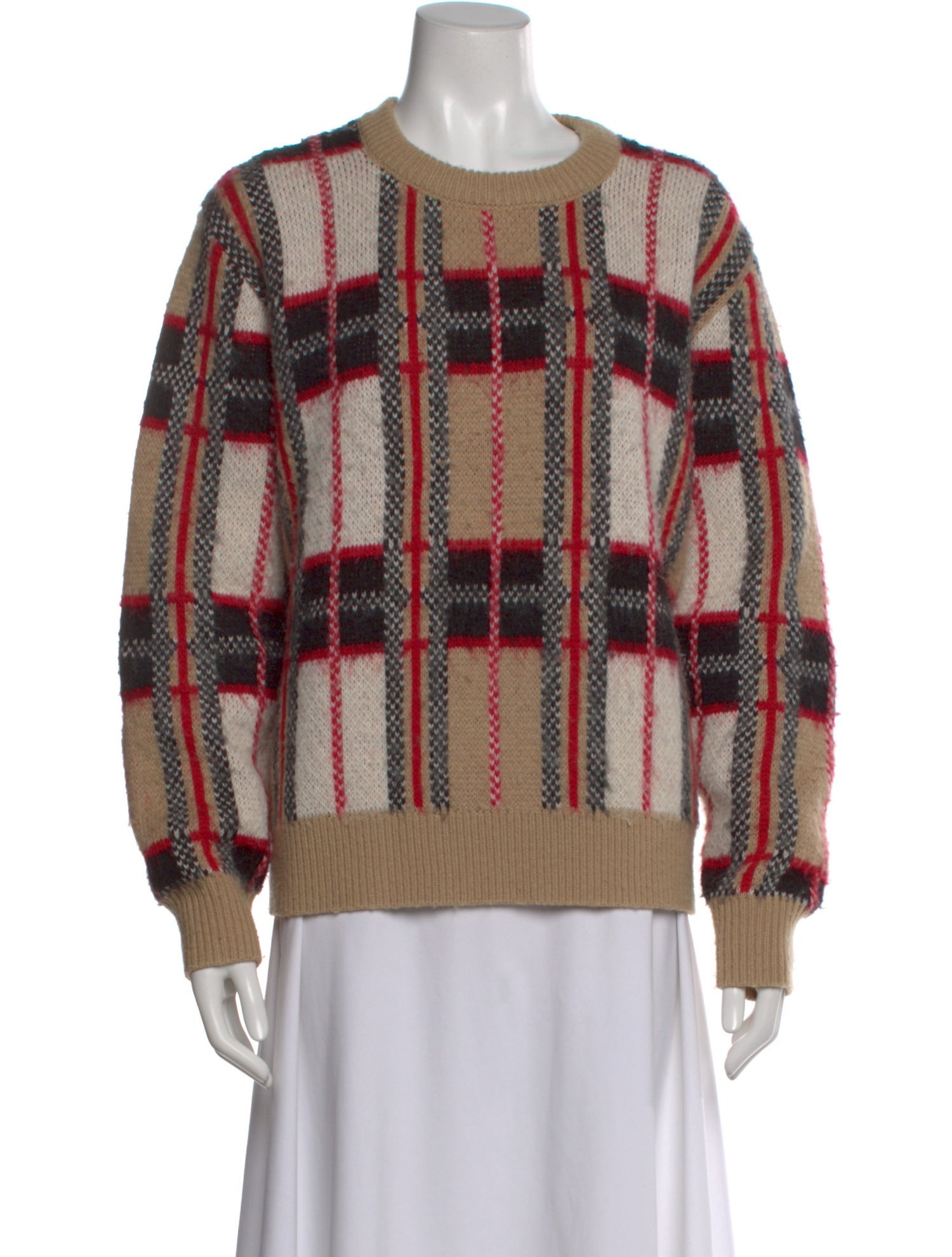 Munthe Plaid Print Scoop Neck Sweater