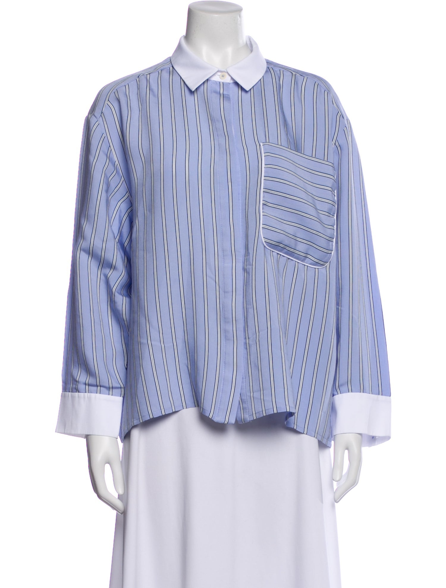 Munthe Striped Long Sleeve Button-Up Top