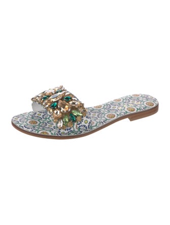 Musa Leather Floral Print Slides