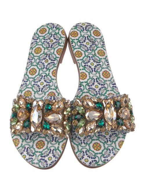 Musa Leather Floral Print Slides