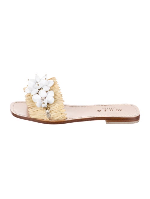 Musa Raffia Floral Print Slides