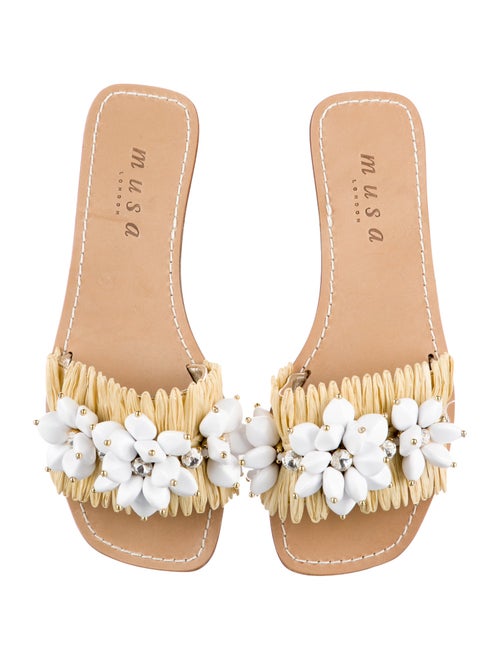 Musa Raffia Floral Print Slides