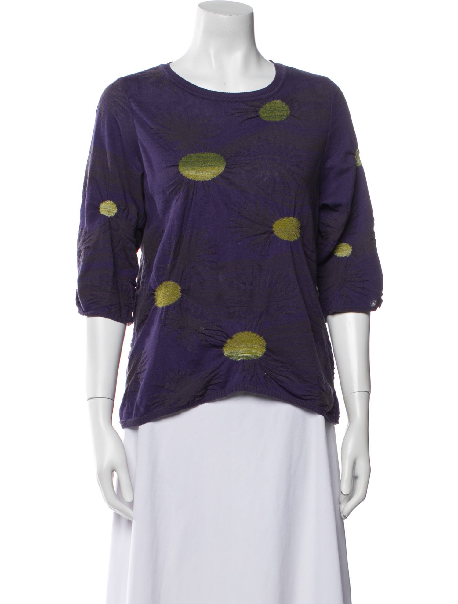 M. & Kyoko Printed Crew Neck Blouse