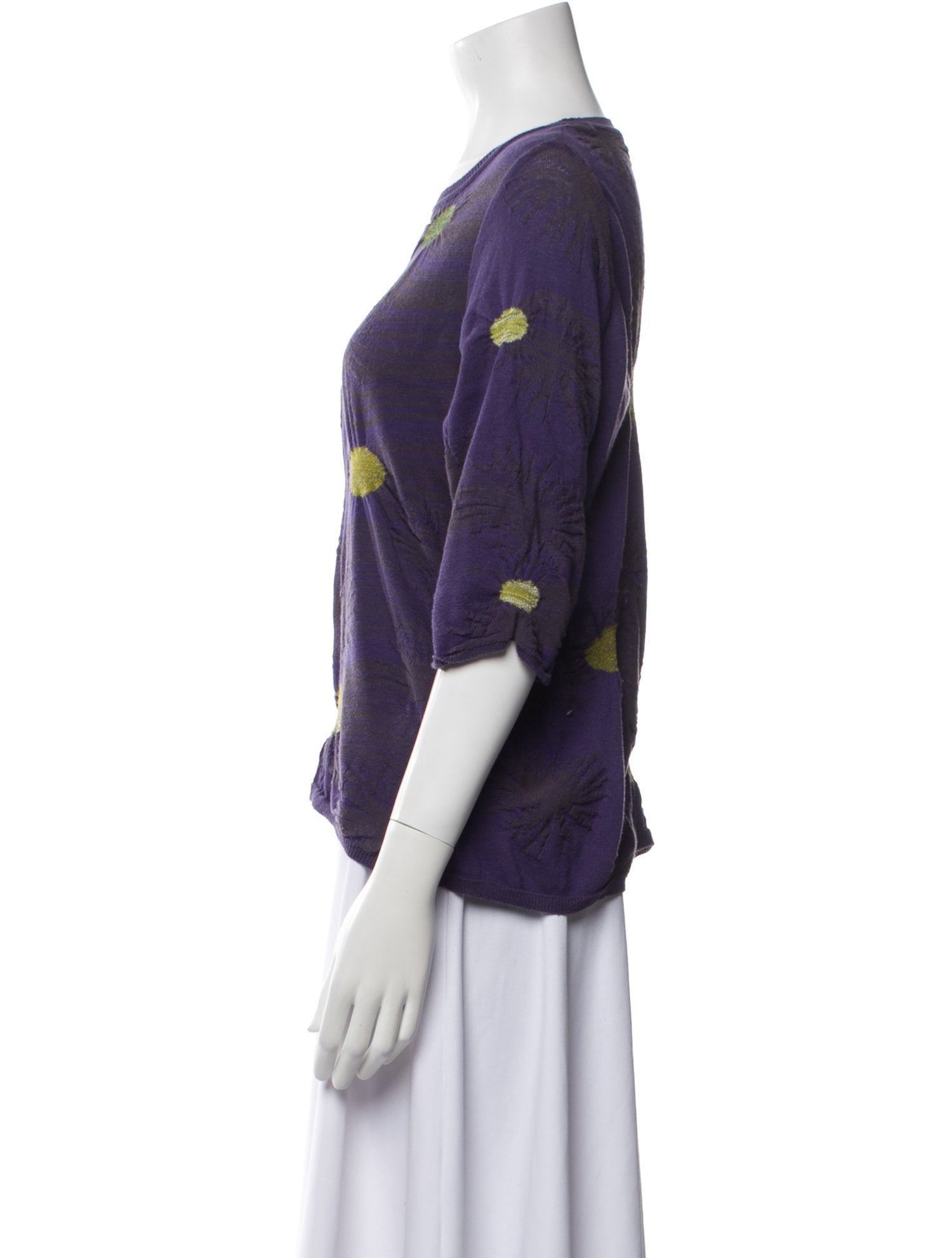 M. & Kyoko Printed Crew Neck Blouse