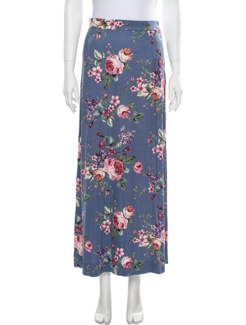 Marshmallow Floral Print Long Skirt Blue
