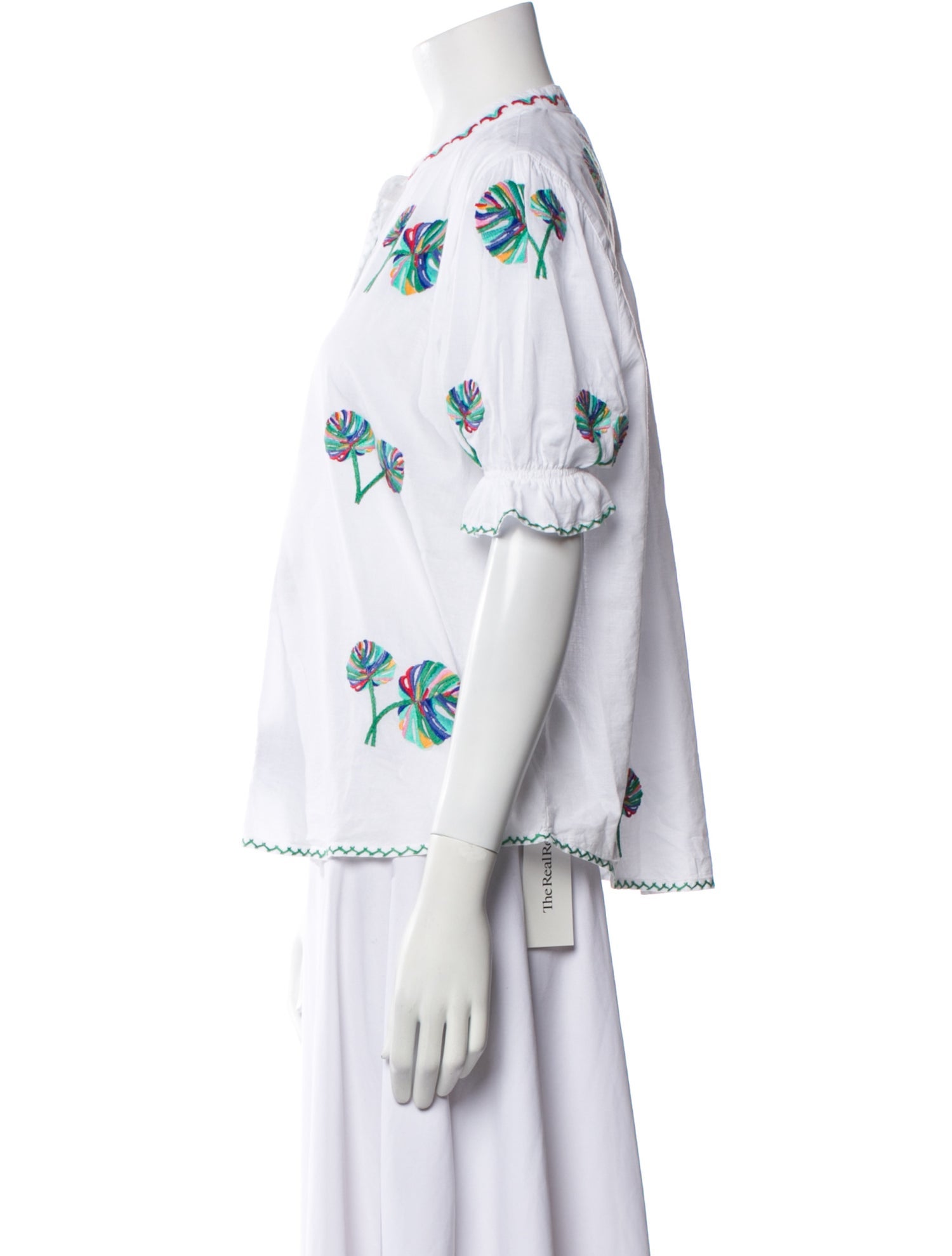 Nimo with Love Floral Print Crew Neck Button-Up Top