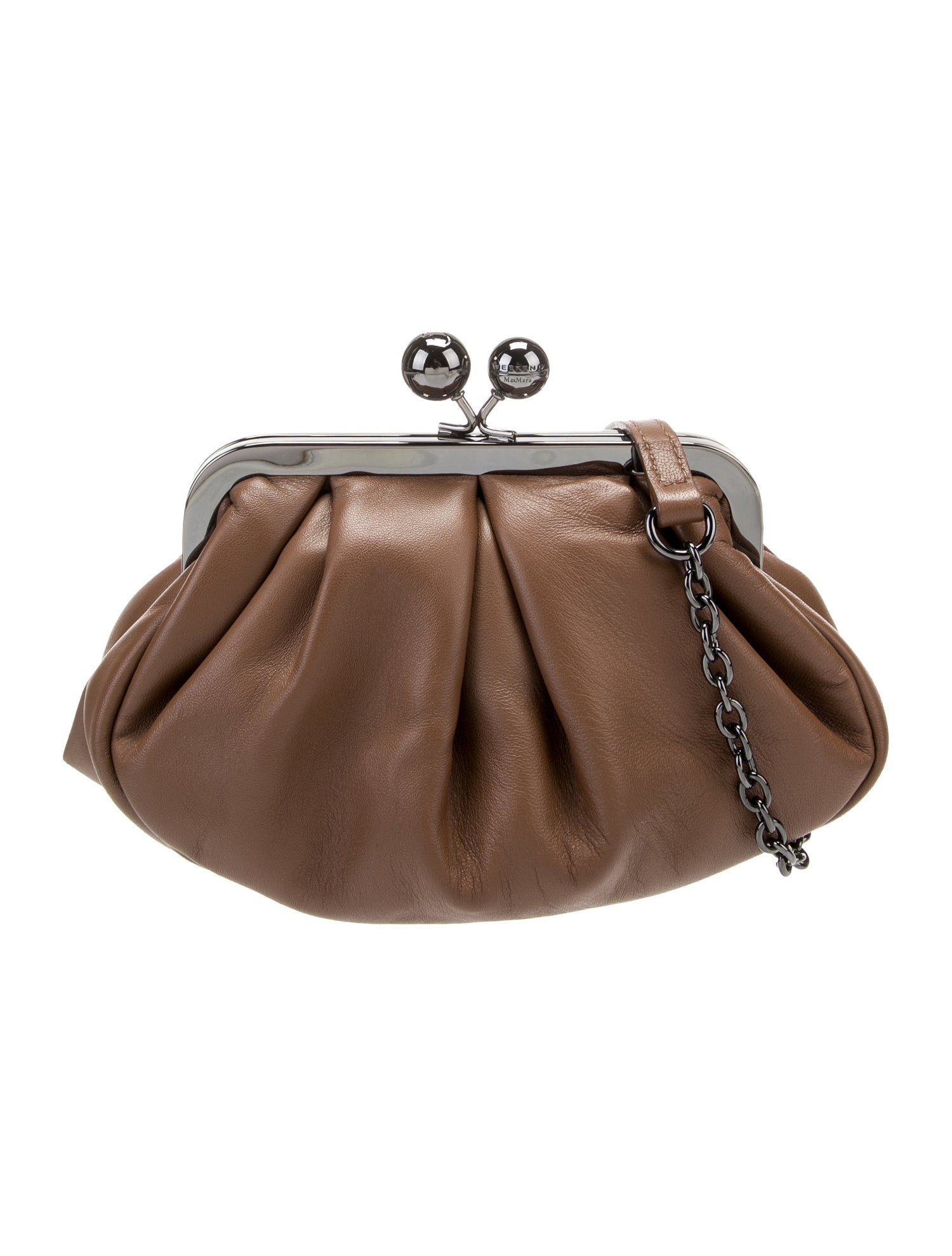 Max Mara Weekend Solid Leather Crossbody Bag Brown Crossbody Bags Handbags WMX23258 The