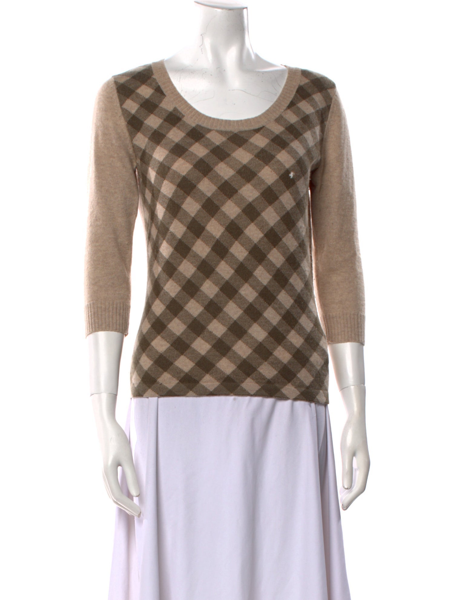 Max Mara Weekend Cashmere Plaid Print Sweater