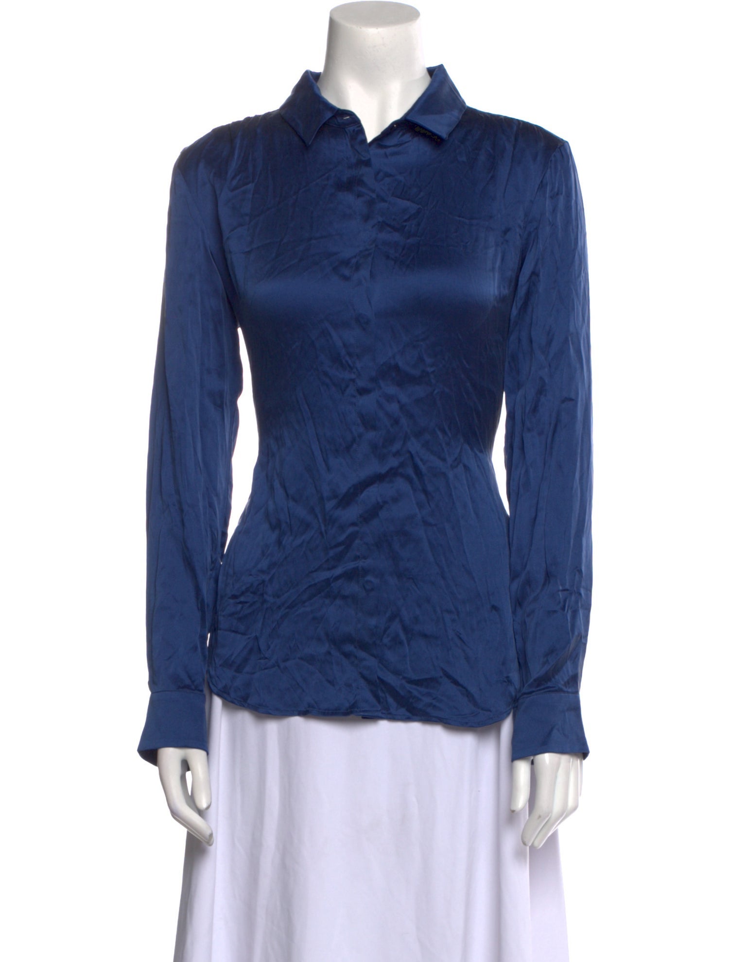 Max Mara Weekend Silk Long Sleeve Button-Up Top