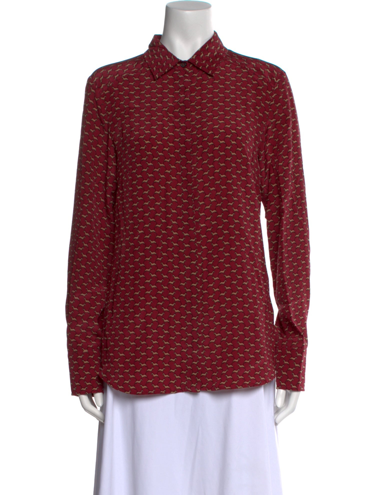 Max Mara Weekend Silk Printed Button-Up Top