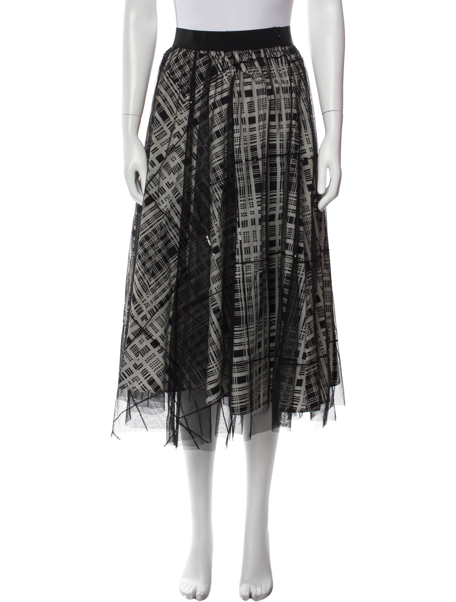 Max Mara Weekend Plaid Print Midi Length Skirt