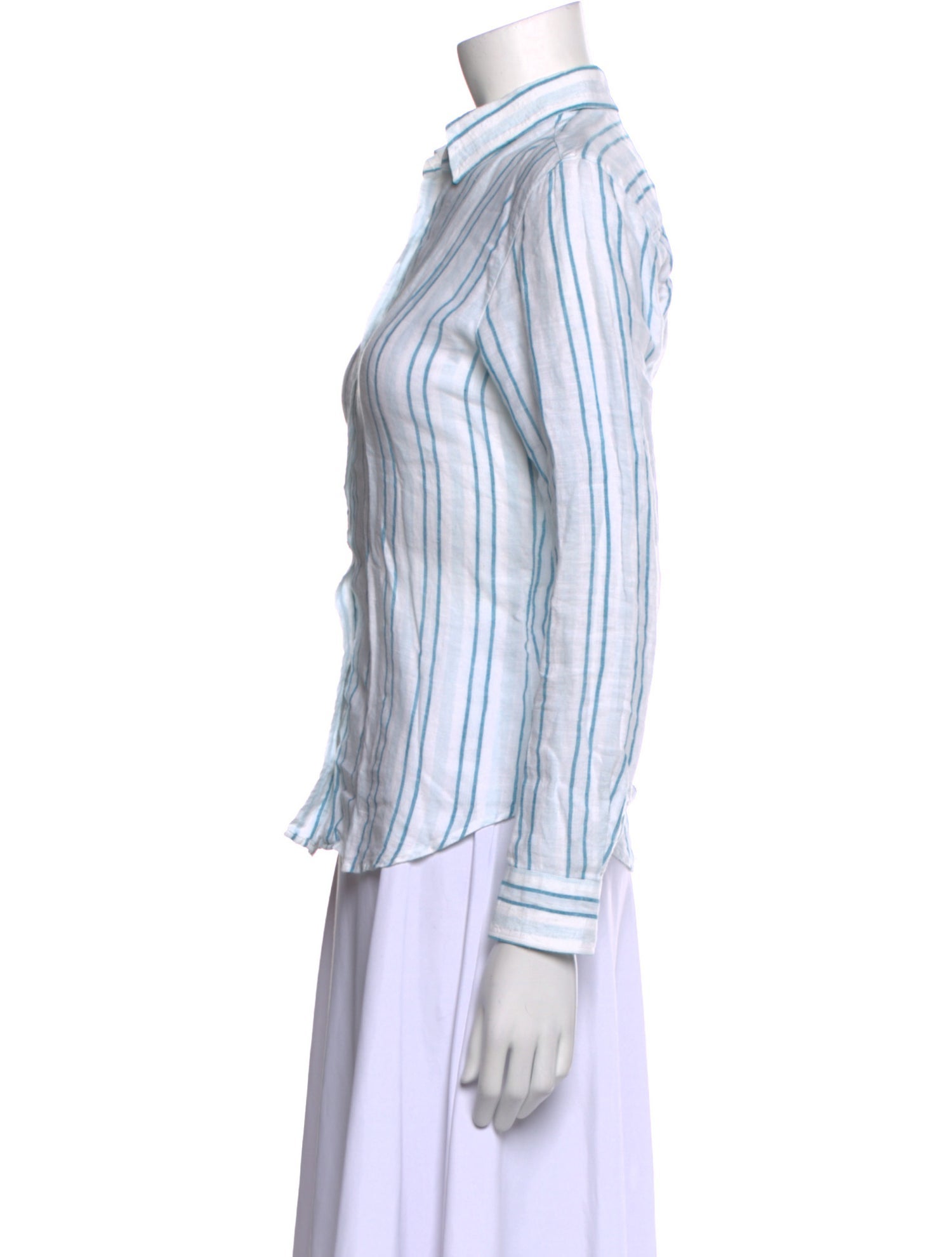 Max Mara Weekend Linen Striped Button-Up Top