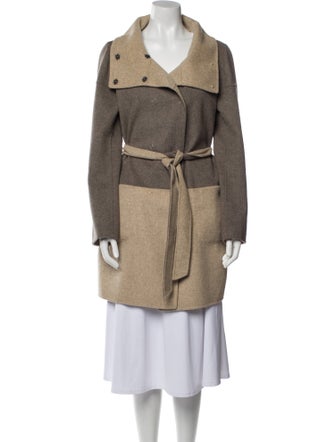 Max Mara Weekend Virgin Wool Colorblock Pattern Trench Coat