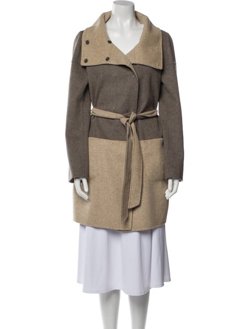Max Mara Weekend Virgin Wool Colorblock Pattern Trench Coat