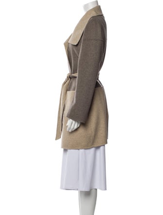 Max Mara Weekend Virgin Wool Colorblock Pattern Trench Coat