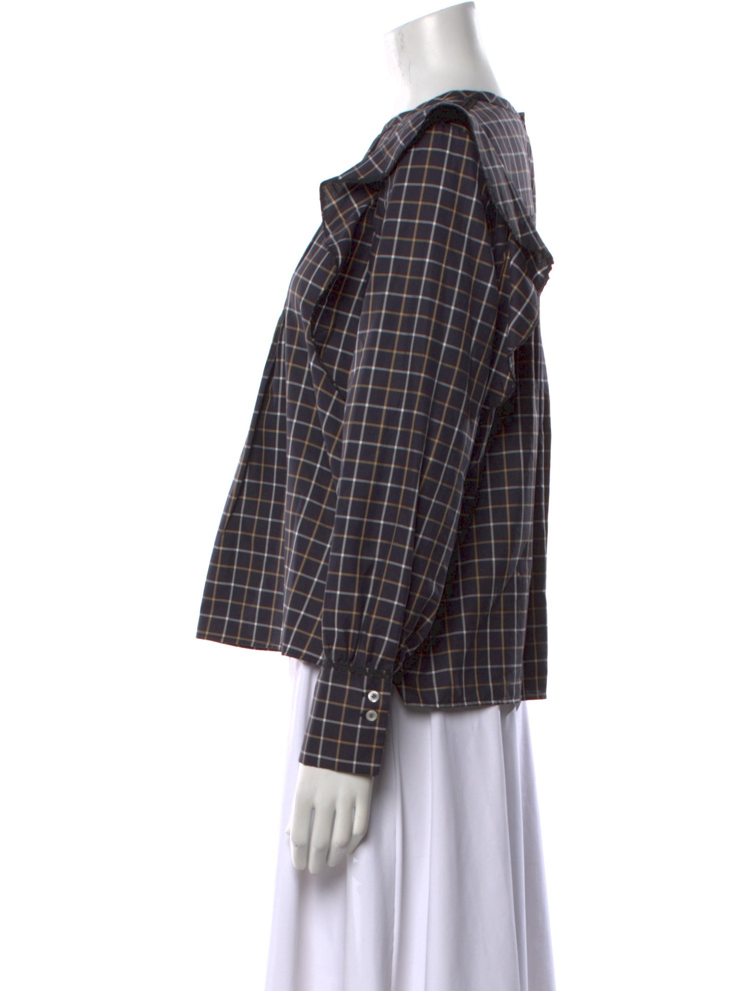 Max Mara Weekend Plaid Print Crew Neck Top