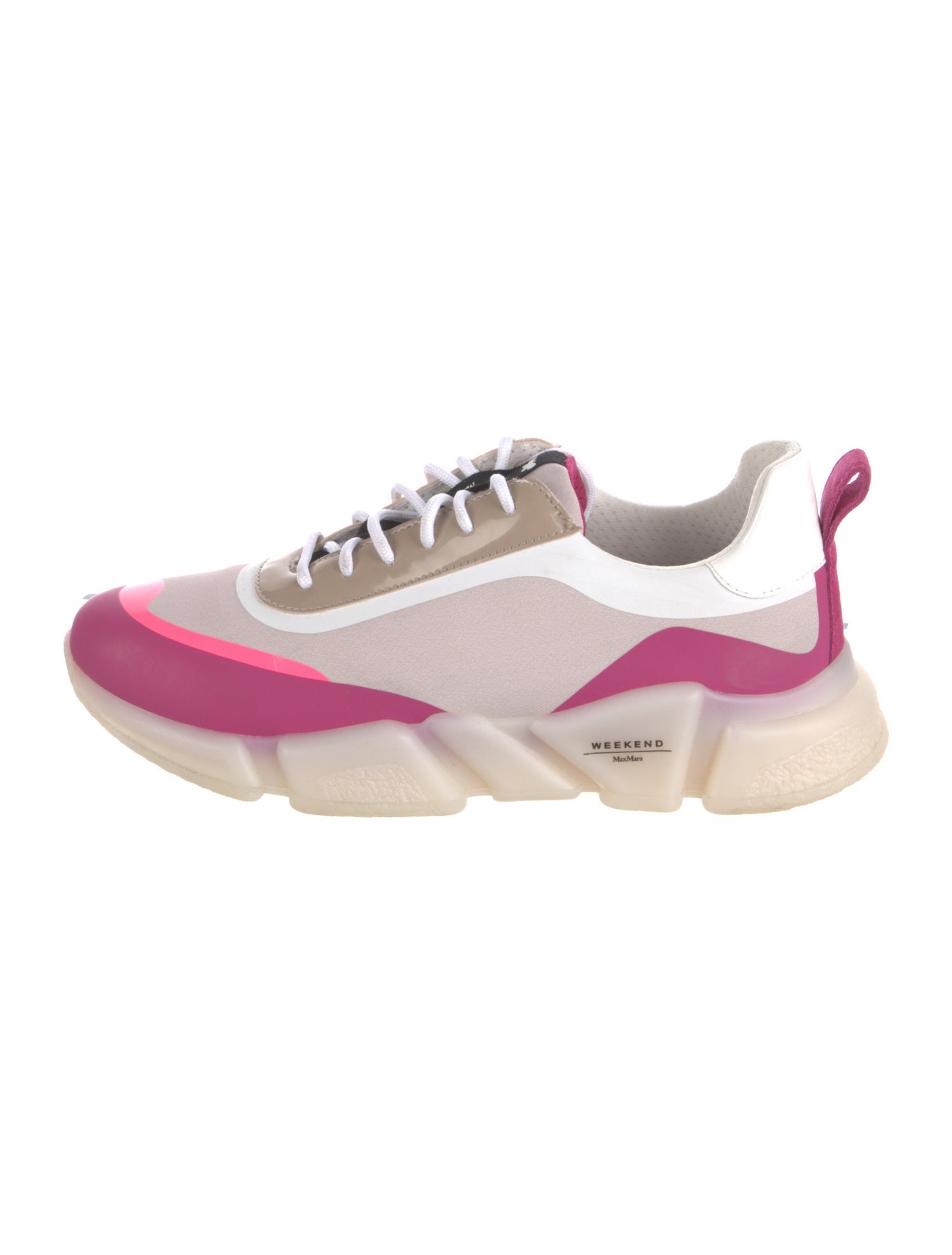 Max Mara Weekend Leather Colorblock Pattern Chunky Sneakers