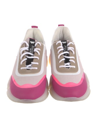 Max Mara Weekend Leather Colorblock Pattern Chunky Sneakers
