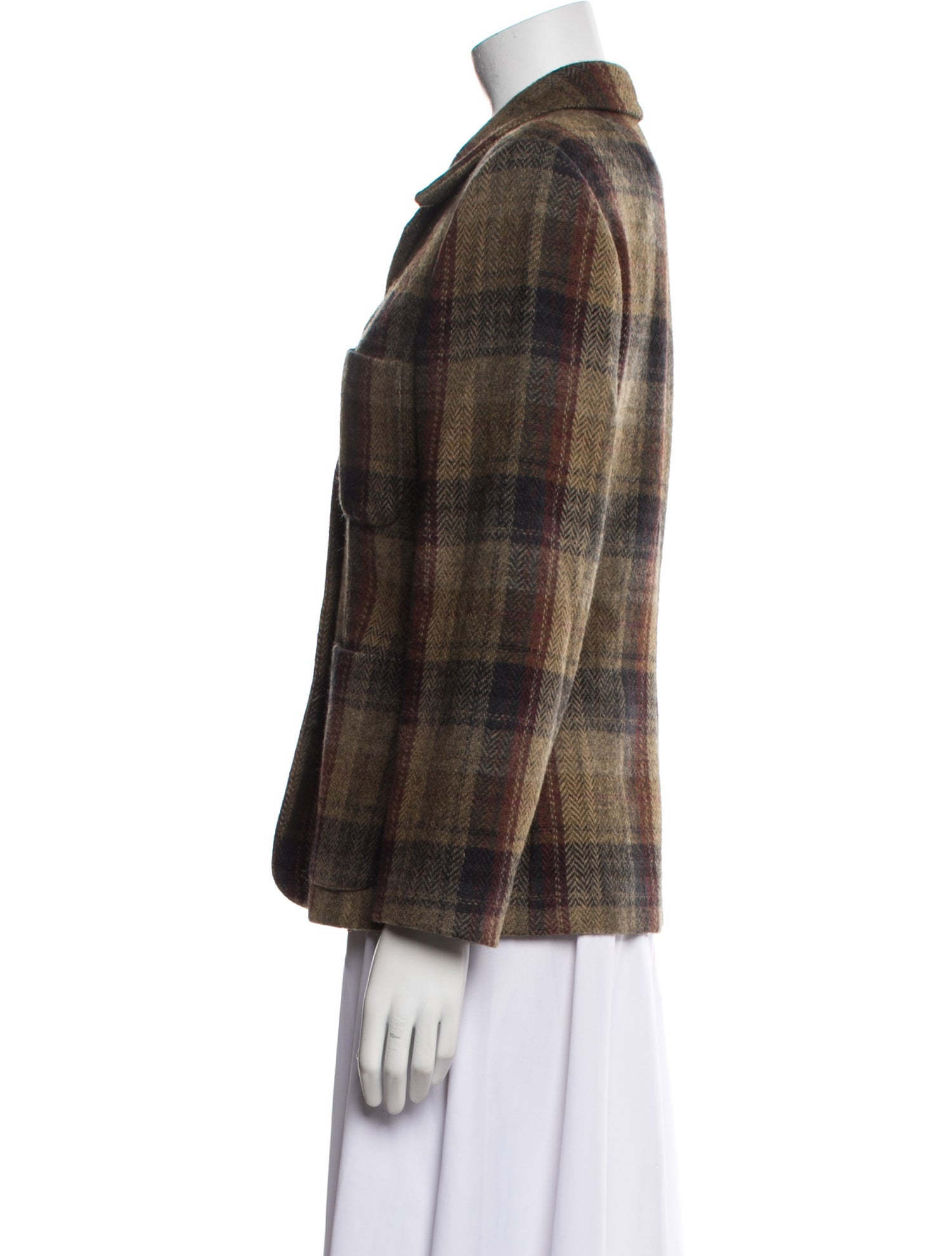 Max Mara Weekend Virgin Wool Plaid Print Blazer