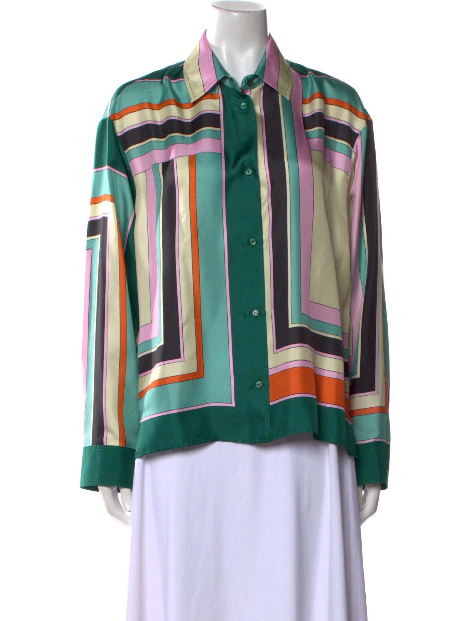 Max Mara Weekend Silk Striped Button-Up Top