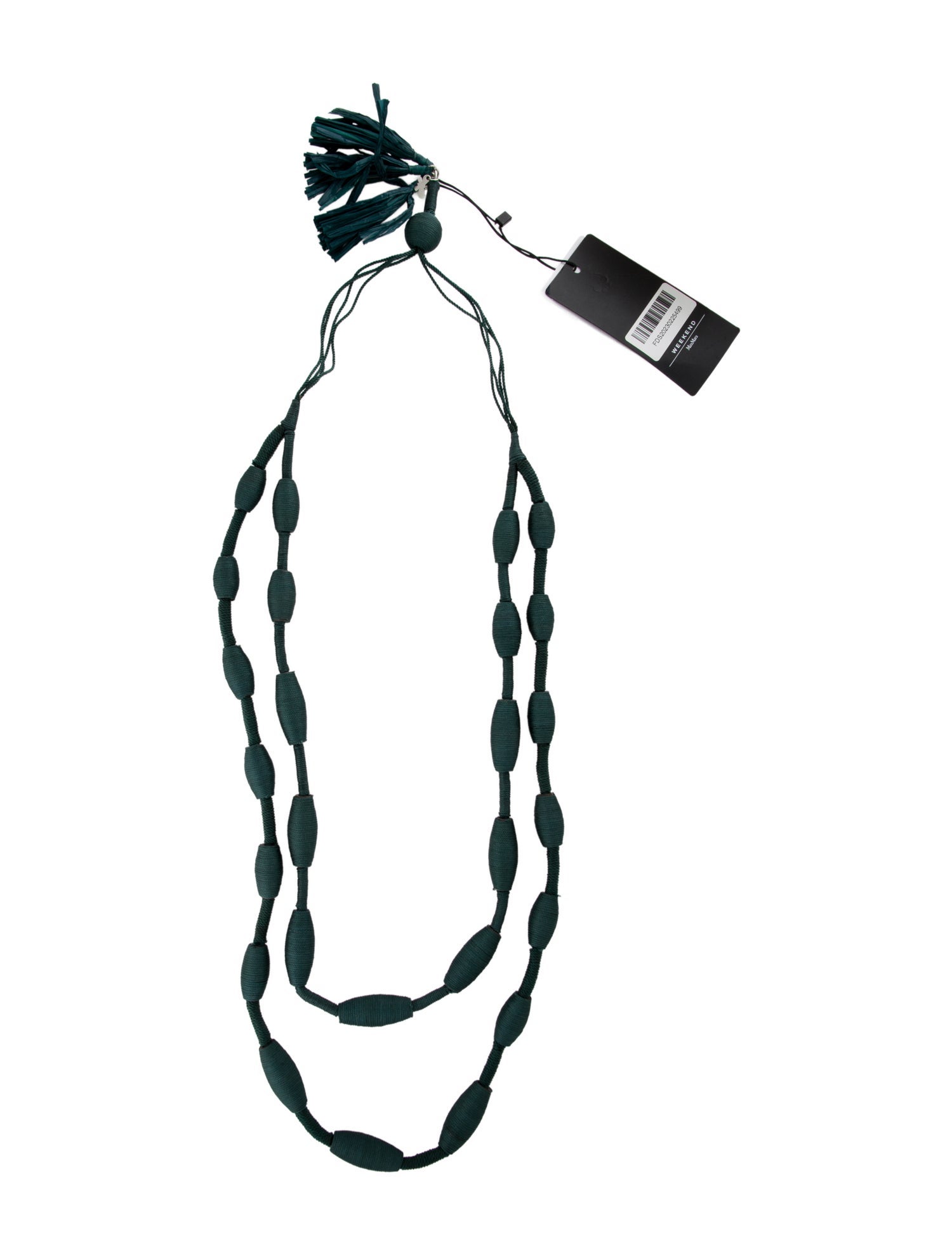 Max Mara Weekend Silk Cord & Raffia Double Strand Necklace