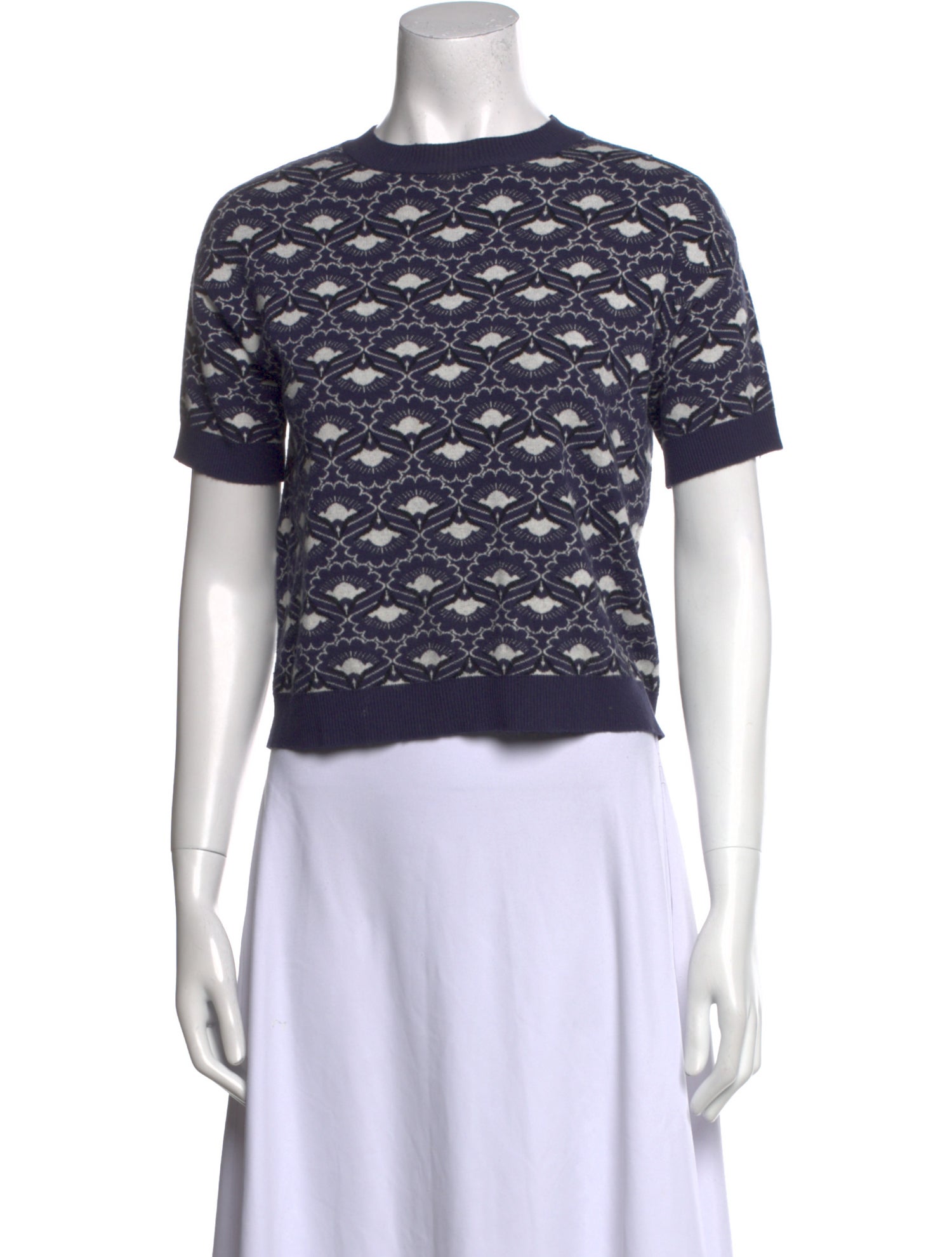 Max Mara Weekend Printed Crew Neck Crop Top