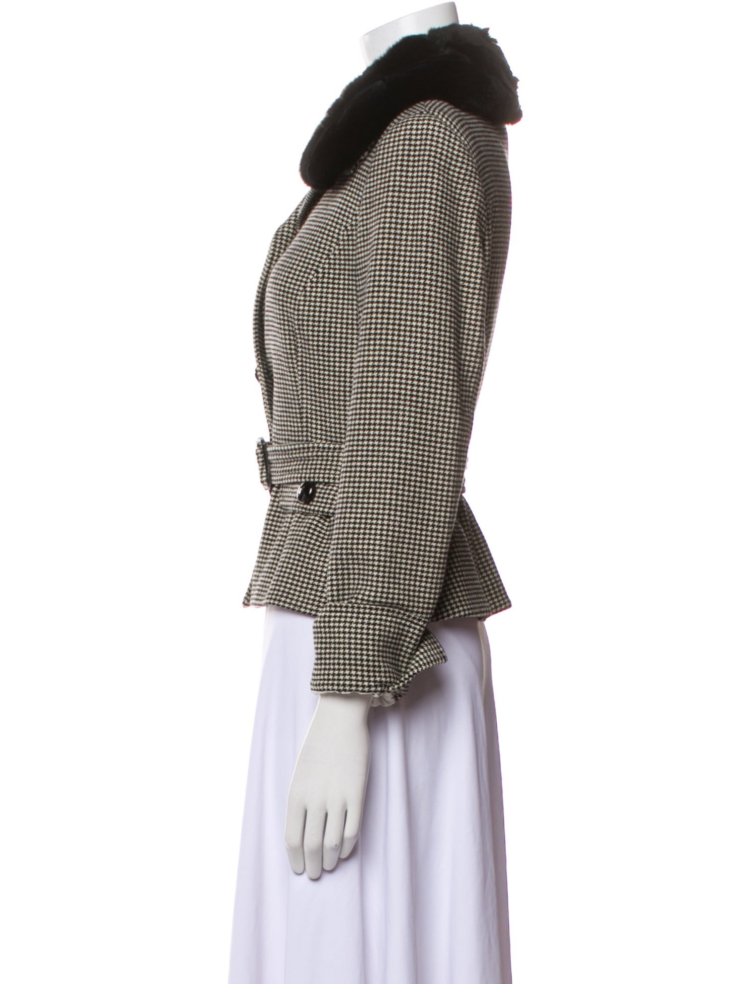Max Mara Weekend Virgin Wool Houndstooth Print Blazer