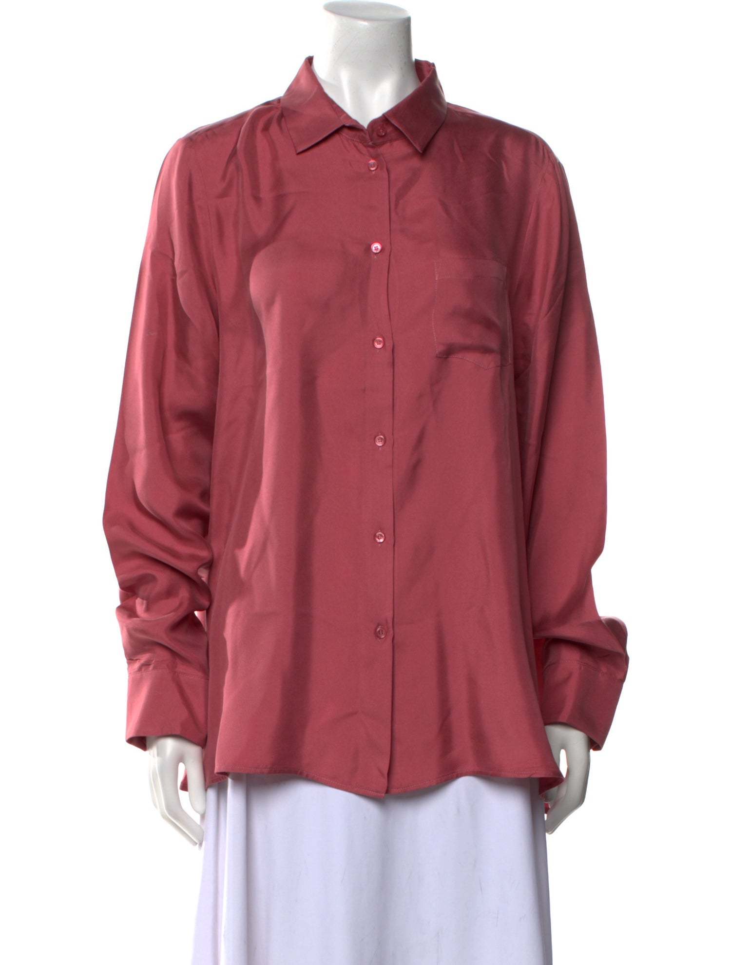 Max Mara Weekend Silk Long Sleeve Button-Up Top