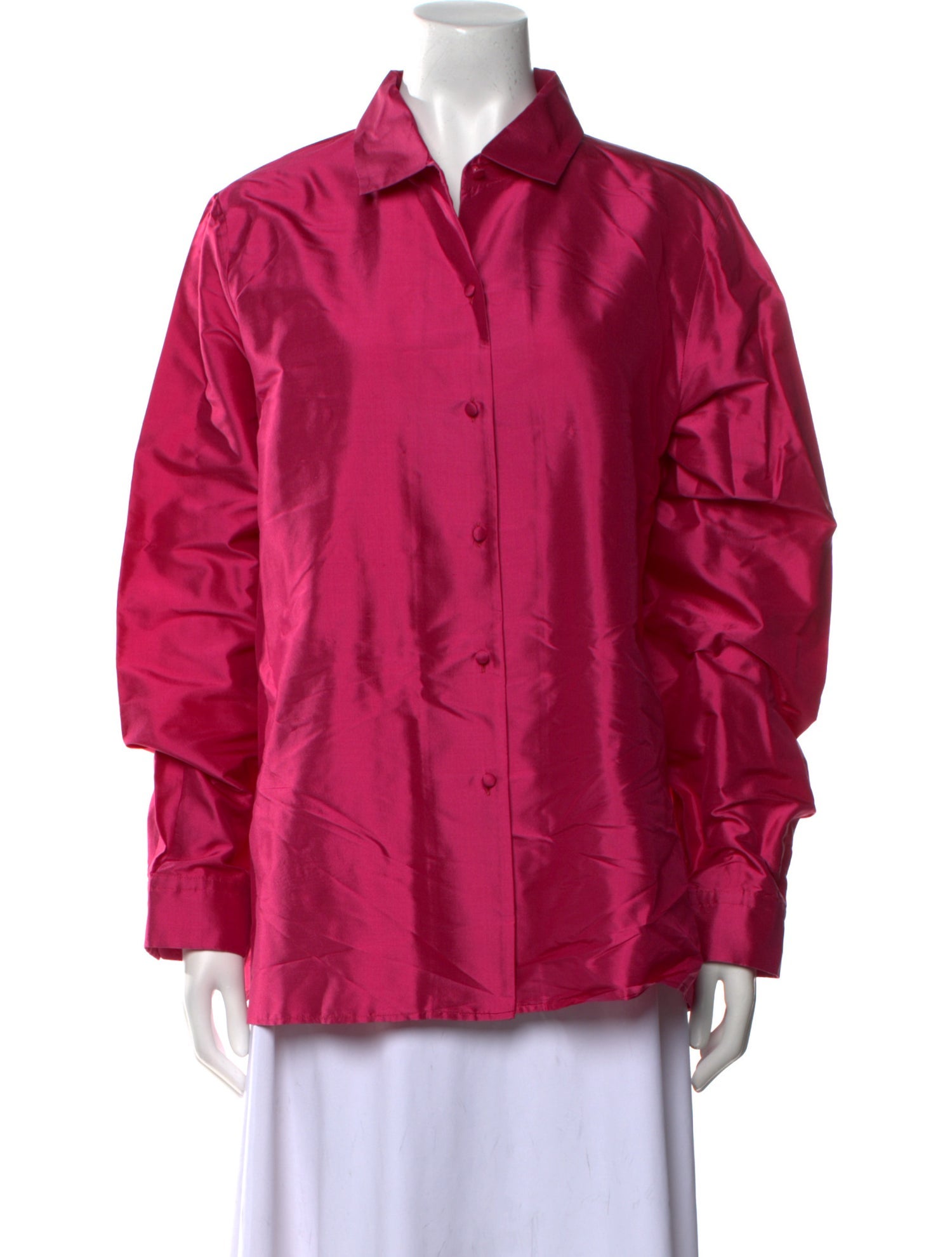 Max Mara Weekend Silk Long Sleeve Button-Up Top