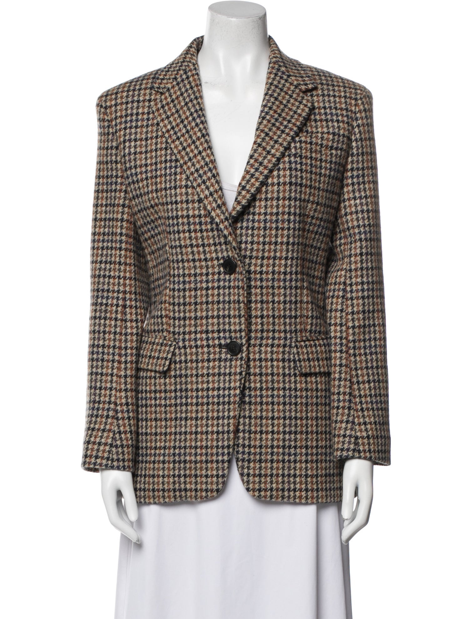 Max Mara Weekend Virgin Wool Plaid Print Blazer