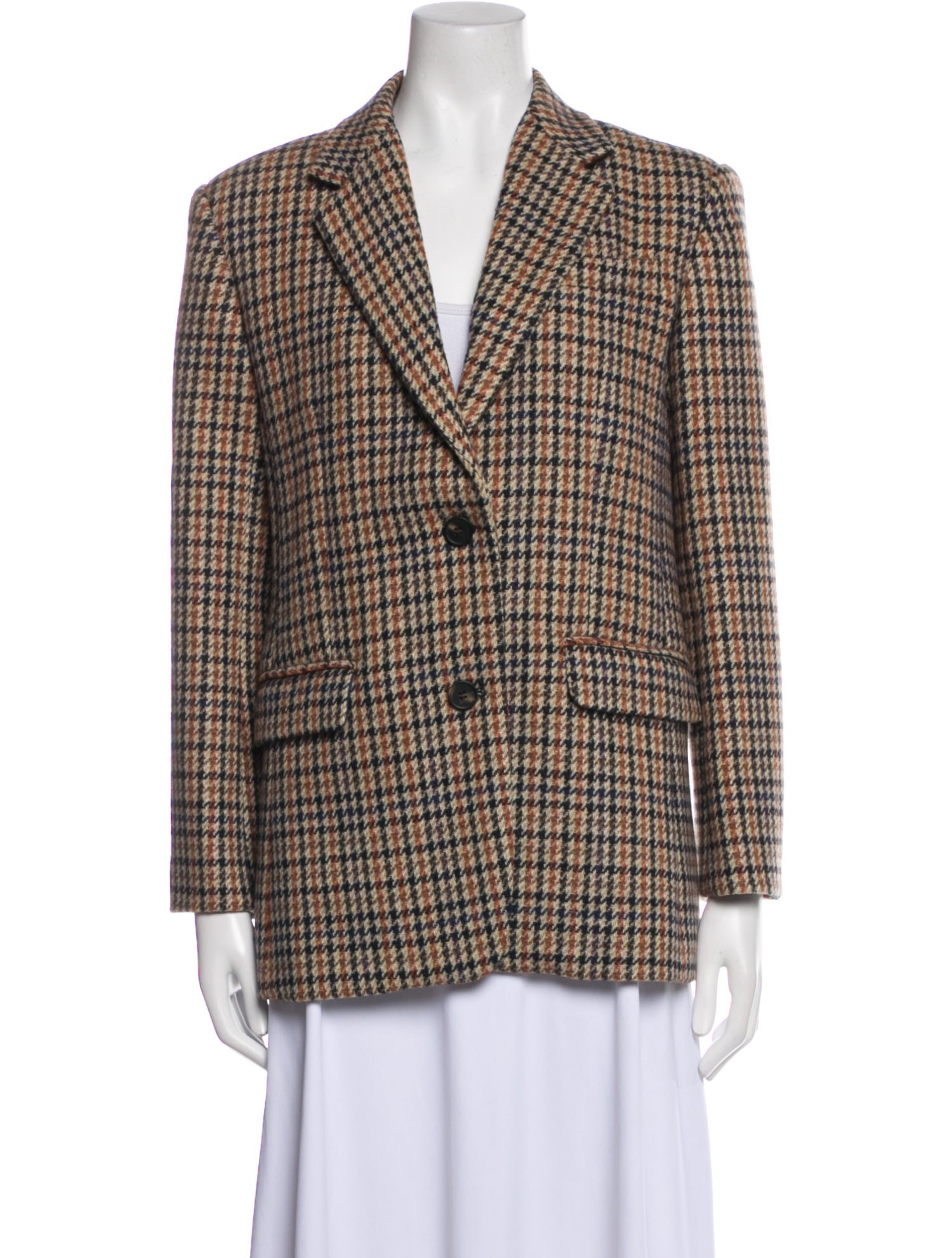 Max Mara Weekend Virgin Wool Plaid Print Blazer