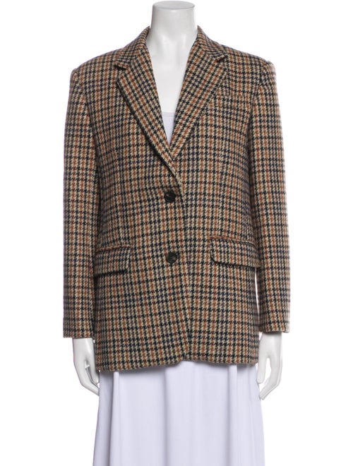 Max Mara Weekend Virgin Wool Plaid Print Blazer