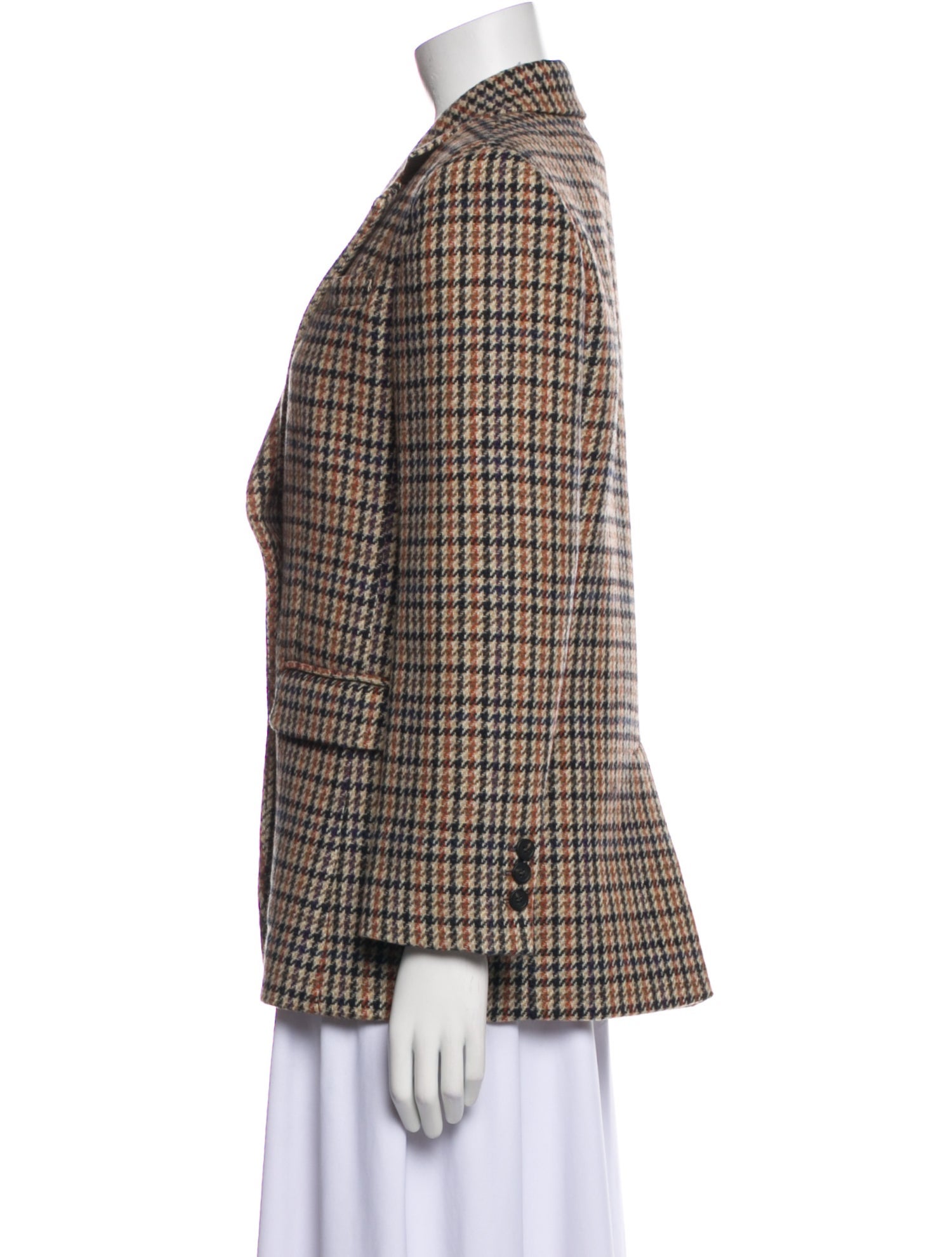 Max Mara Weekend Virgin Wool Plaid Print Blazer