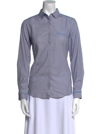 Max Mara Weekend Striped Long Sleeve Button-Up Top