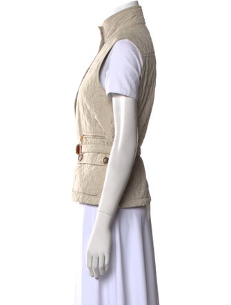 Max Mara Weekend Mock Neck Short Sleeve Button-Up Top