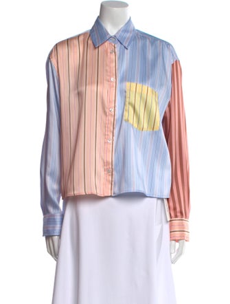 Max Mara Weekend Striped Long Sleeve Button-Up Top