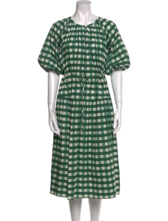 Max Mara Weekend Plaid Print Midi Length Dress