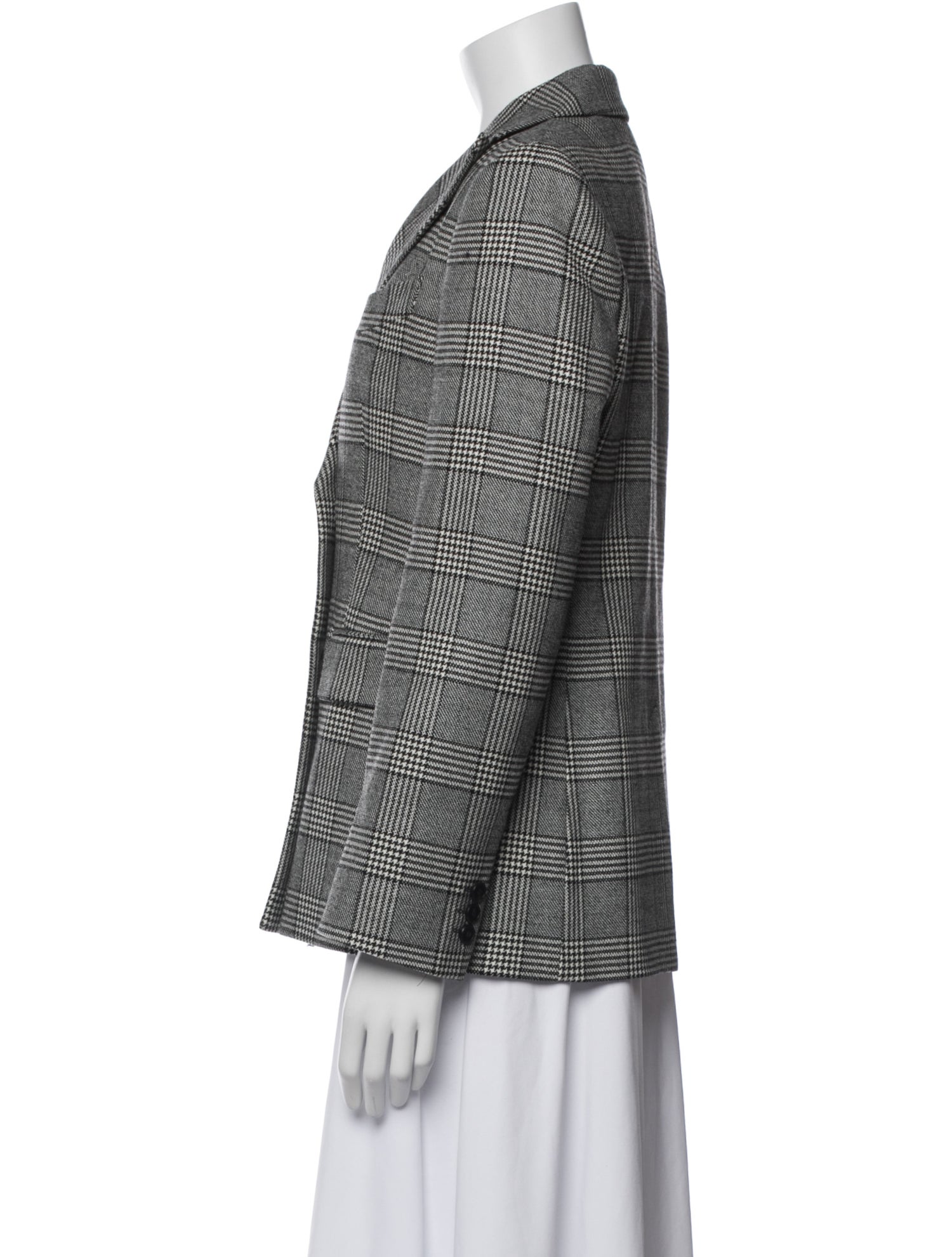 Max Mara Weekend Virgin Wool Plaid Print Blazer