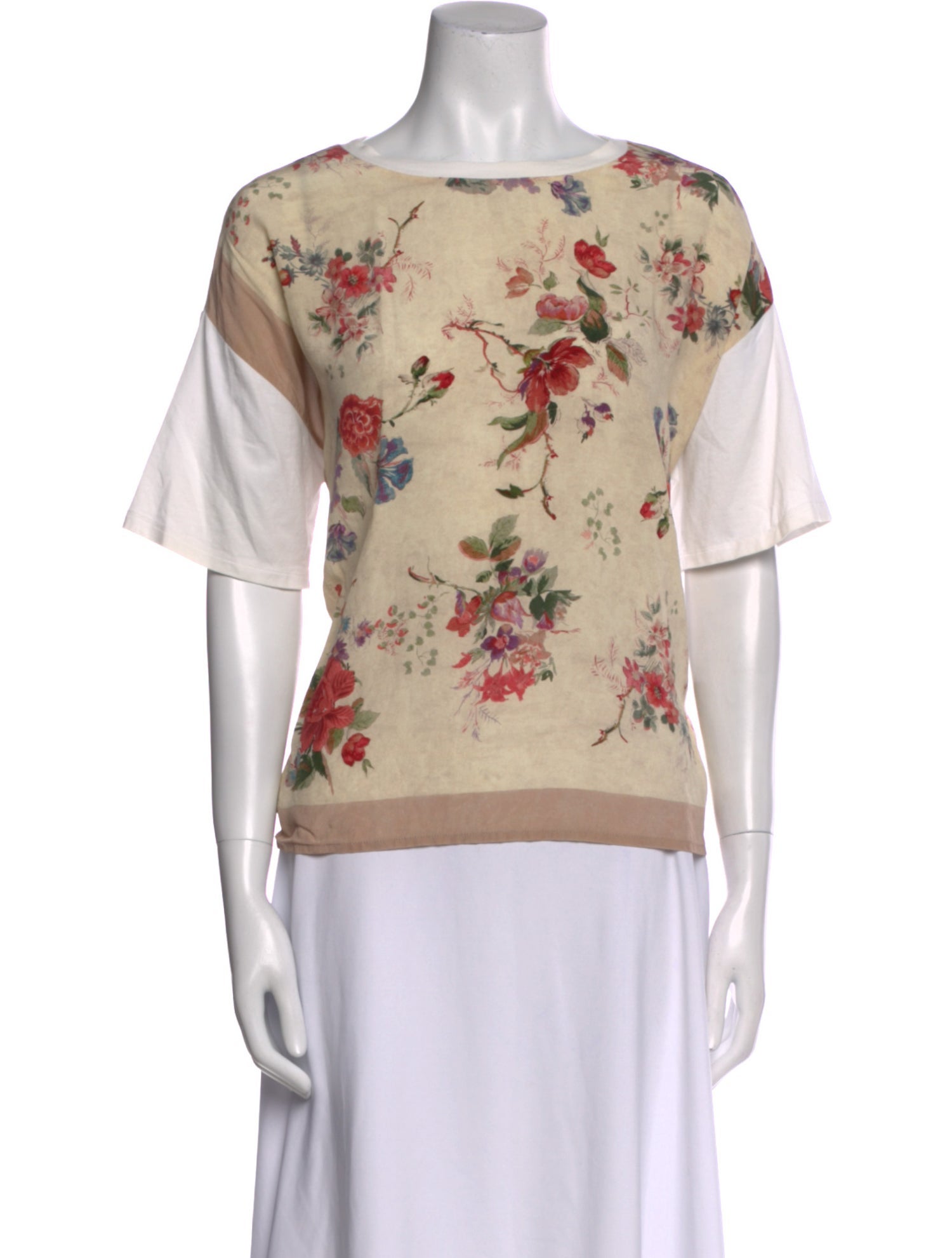 Max Mara Weekend Floral Print Bateau Neckline T-Shirt