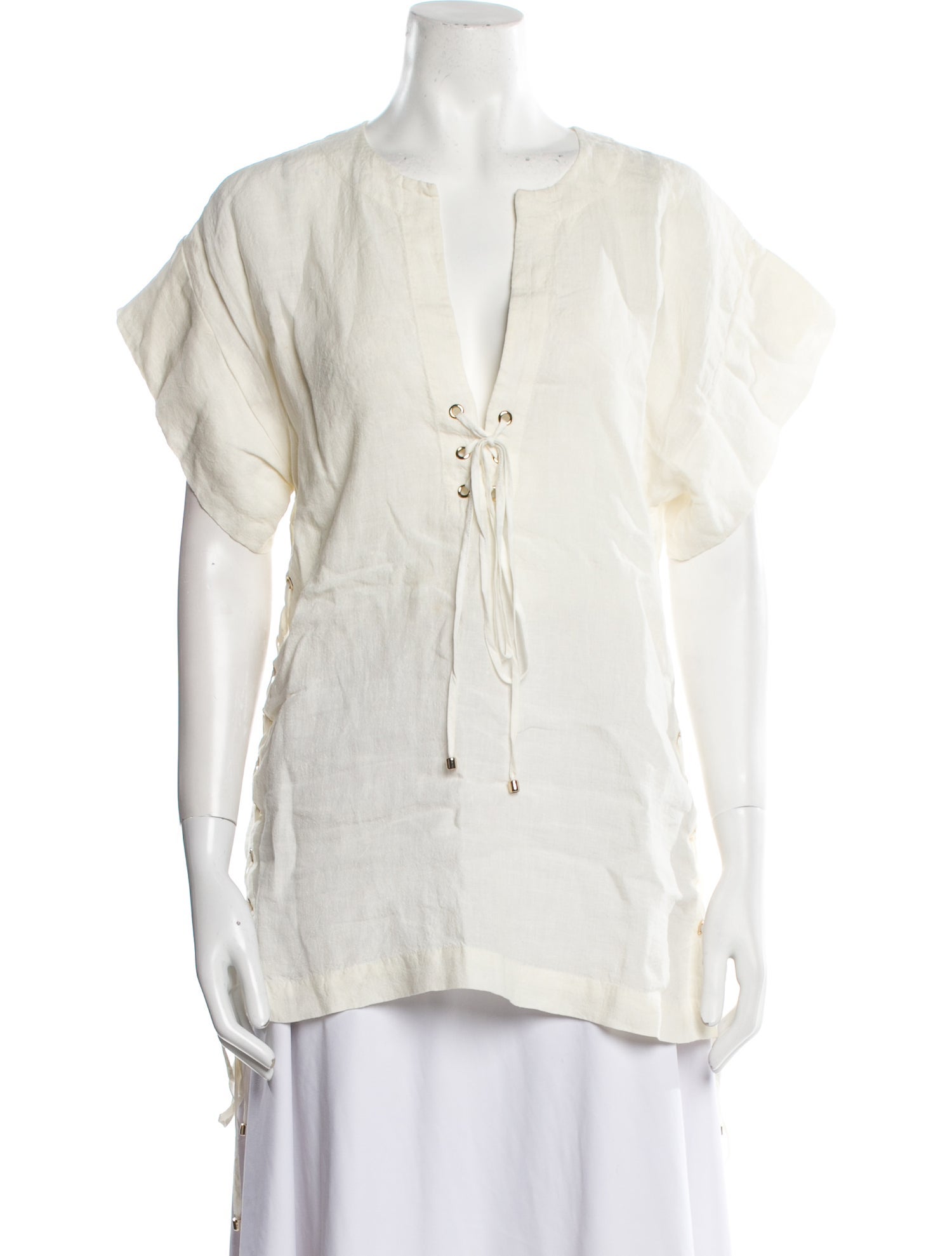 Marysia Resort V-Neck Short Sleeve Blouse