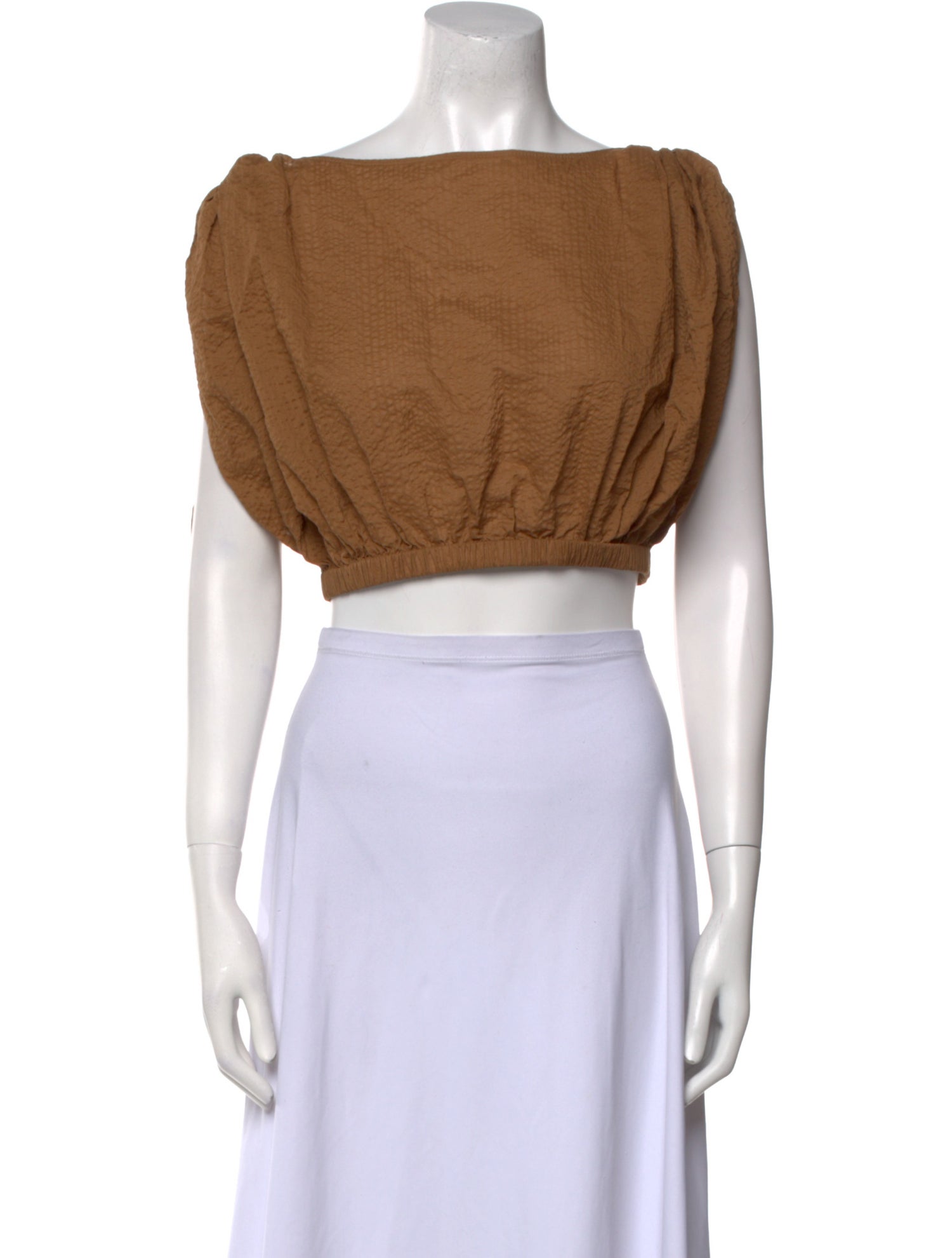 Marysia Resort Bateau Neckline Short Sleeve Crop Top