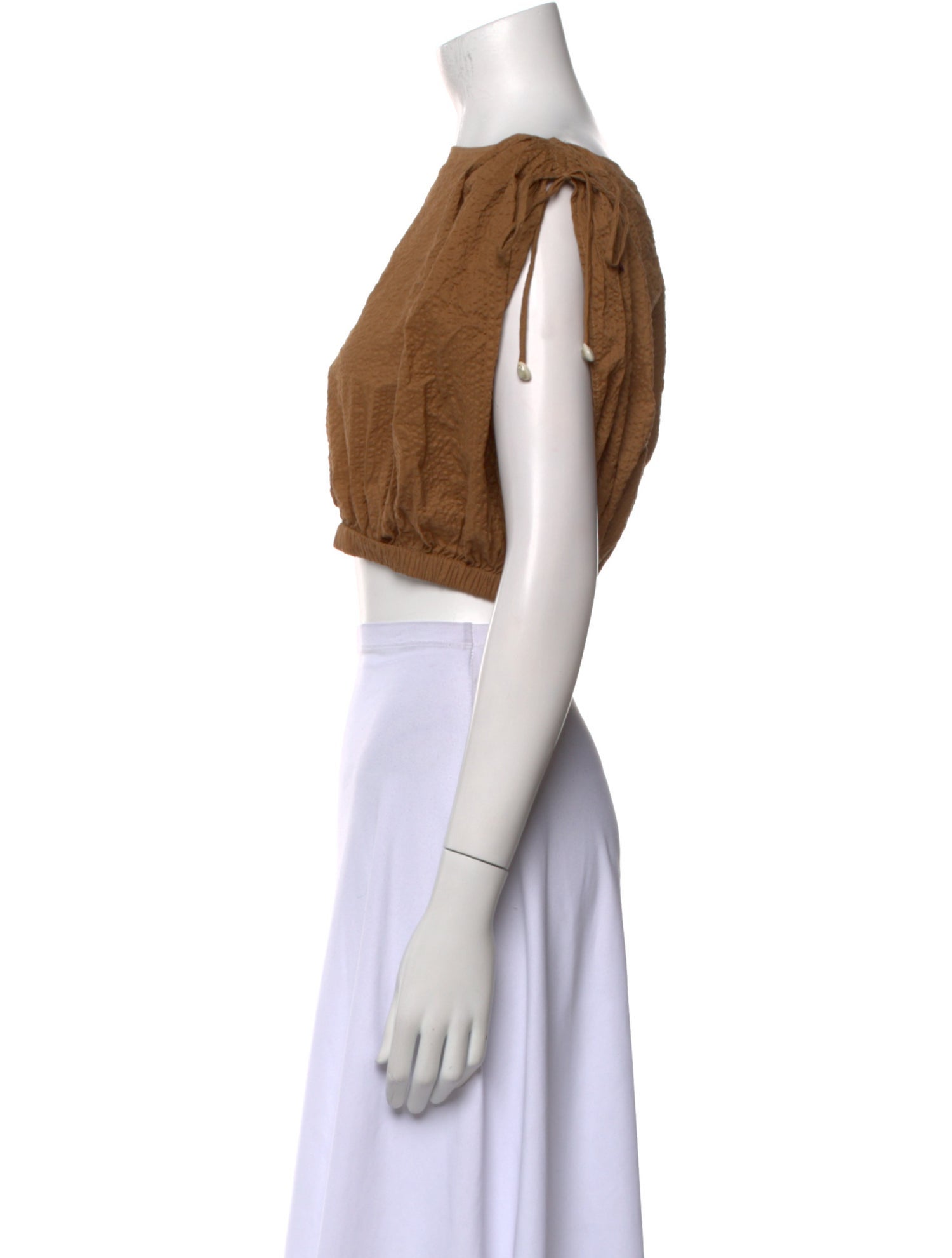 Marysia Resort Bateau Neckline Short Sleeve Crop Top